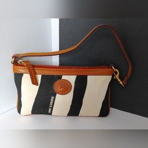Dooney & Bourke Black and Cream Striped Wristlet